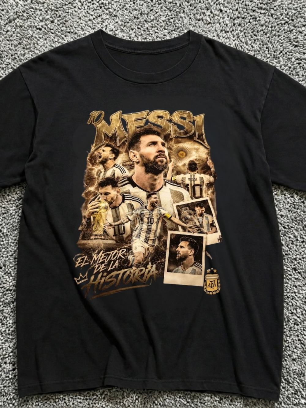 Messi Soccer World Cup Graphic Black Tee Unisex